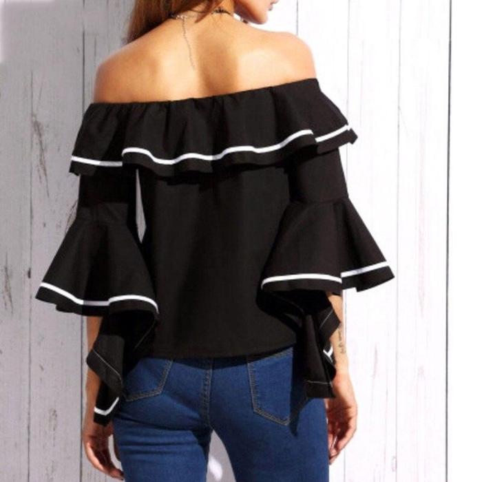 Maternity Blouses Shirts Sexy Slash Neck Off-the-Shoulder Tops