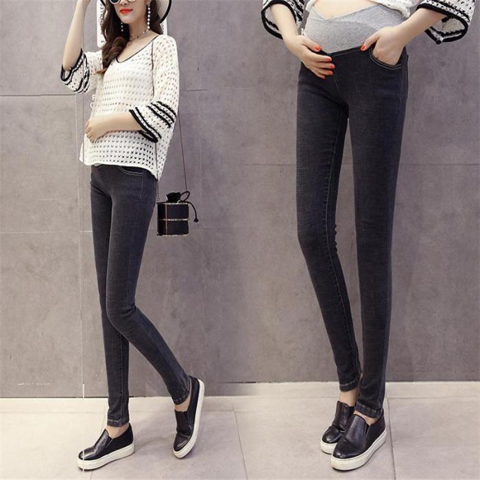 Maternity wear stitching color wearing jeans