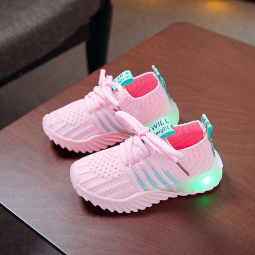 Fashion kids shoes Children Kid Baby Girls Boys Candy Color LED Luminous Sport Run Sneakers Shoes