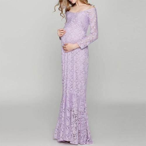 Maternity Elegant Word Collar Lace Bodycon Dress