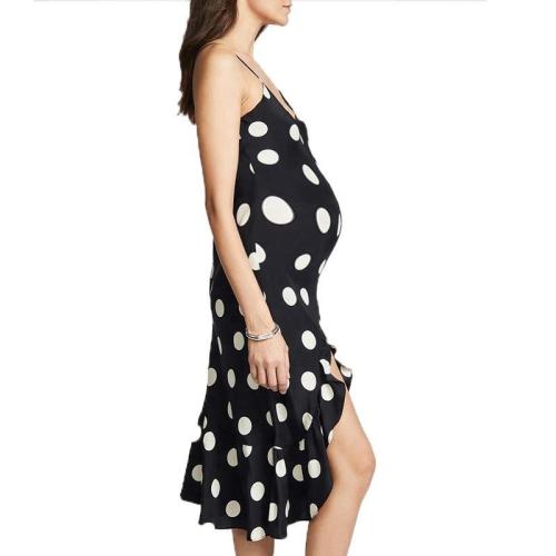 Maternity Sexy Sling Irregular Polka Dot Dress