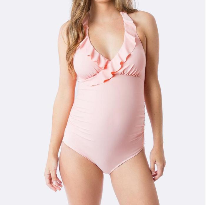 New Split Pregnant Women's Swimsuit Solid Salad Side Bikini Beach Sexy Swimwear