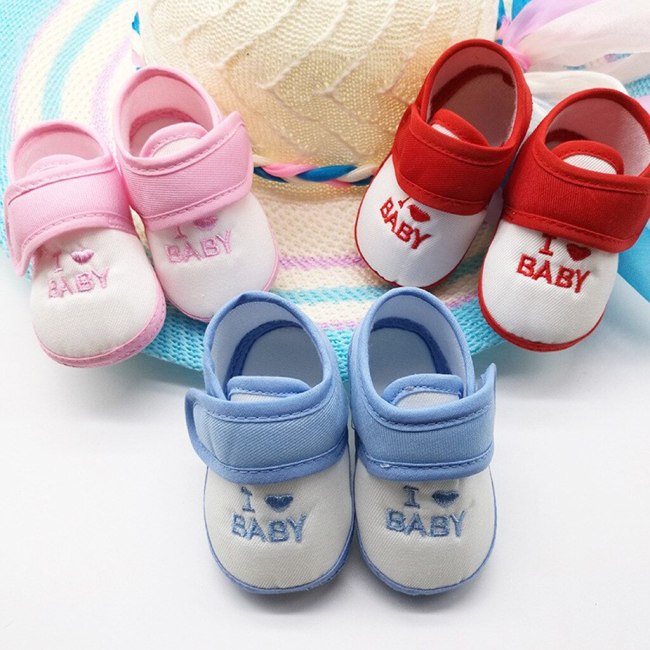 Newborn Infant Baby Girls Boys Printing Cartoon Prewalker Soft Sole Shoes I Love Baby Letter Print First Walker#35
