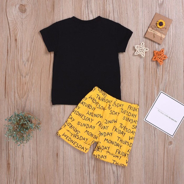 Baby Boys Short Sleeve Letter Print Tops Lette Shorts Outfit