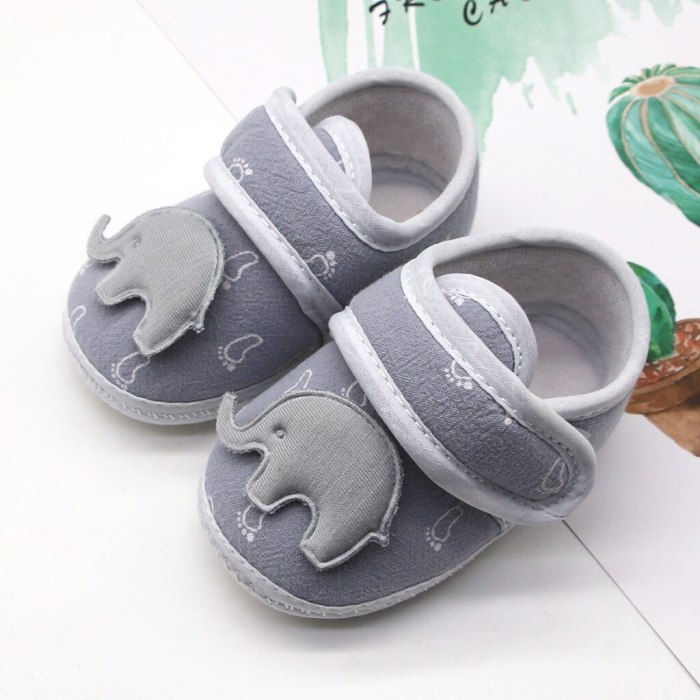 Infant Newborn Baby Girls Boy Prewalker Printing Elephant Applique Single Shoes High Quality Cotton Comfortable Daily