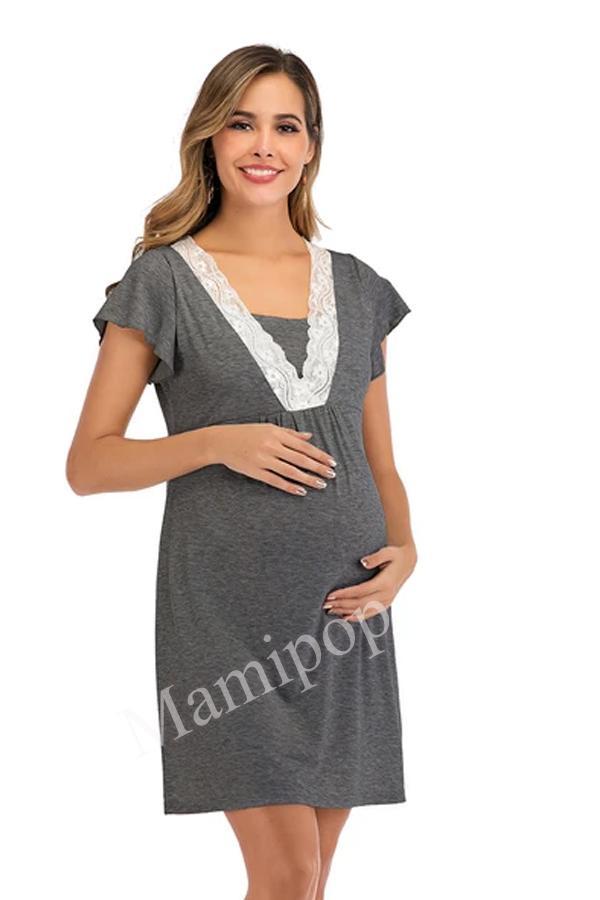 Fashion Lace Stitching Multi-functional Mother Breast-feeding Dress