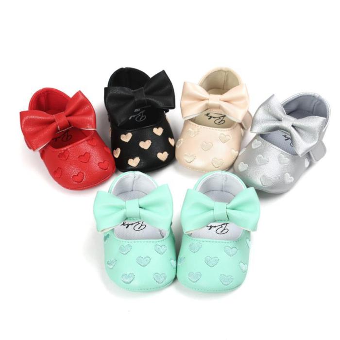 Baby Girl Bowknot PU Leater Shoes Sneaker Anti-slip  Soft Sole Sneakers First Walker