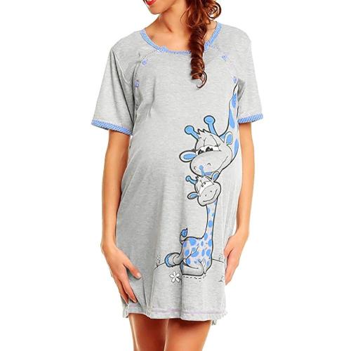 Cartoon Animal Print Nightgowns Pajamas For Pregnant Women