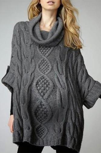 Maternity Casual Pure Color Loose Sweater