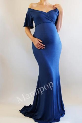 Women's Cotton Pregnant Women's Ruffle Collar Tailoring Photoshoot Gowns  Dress