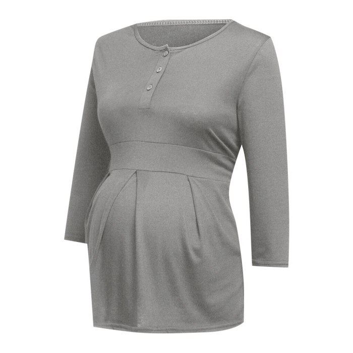 Maternity Clothes Nursing Long Sleeve Solid Tops