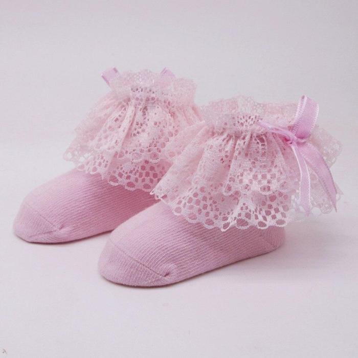 Baby Kids Girls Comfortable Lace Cute Cotton Sock Slippers Ankle Socks 