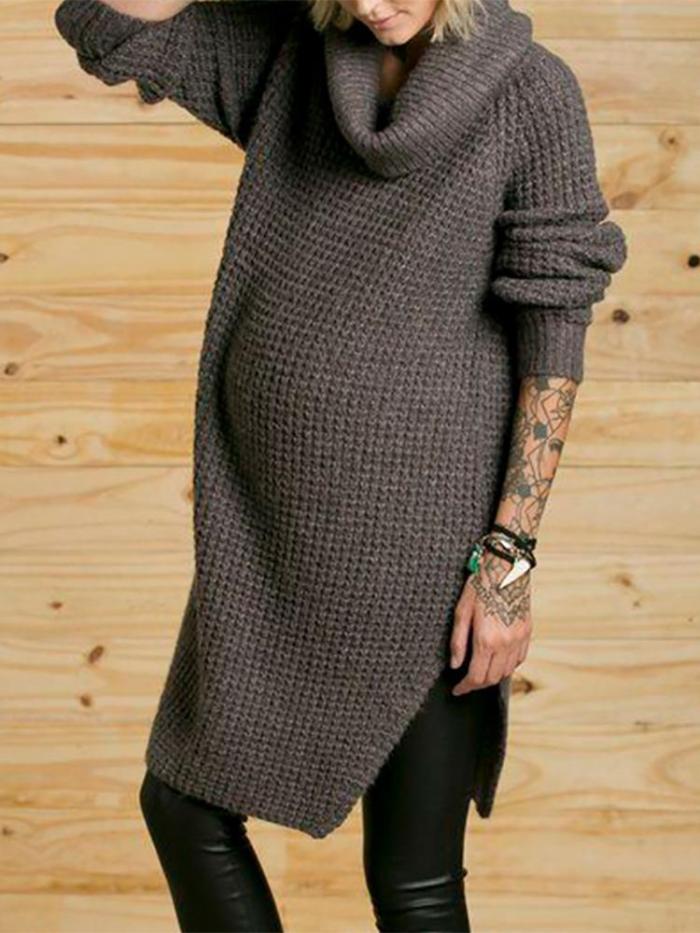 Maternity Caual Pure Color Long Sleeve Sweater