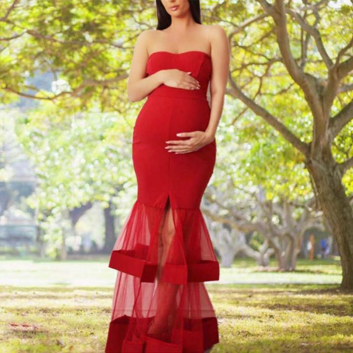 Maternity Red Off Shoulder Rhian Gown