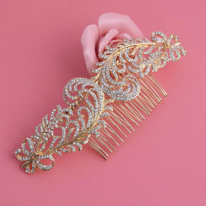 Classic Bridal Combs Hair Accessories Luxury Gold Headdress Vintage Golden Comb