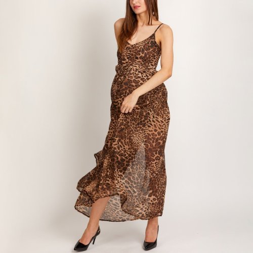 Maternity Leopard Print Sleeveless Maxi Dress