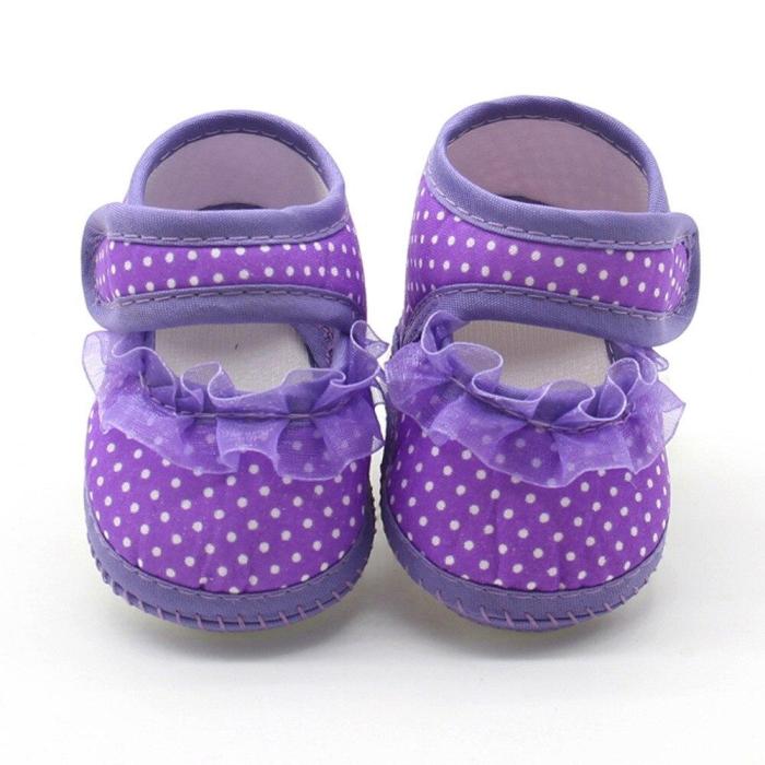 Dot Lace Soft Sole Prewalker Warm Casual Flats Shoes Newborn First Walker Sole Anti-Slip Shoes