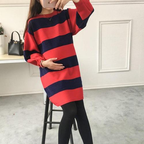 Maternity Stripe Long Sleeve Sweater Dress
