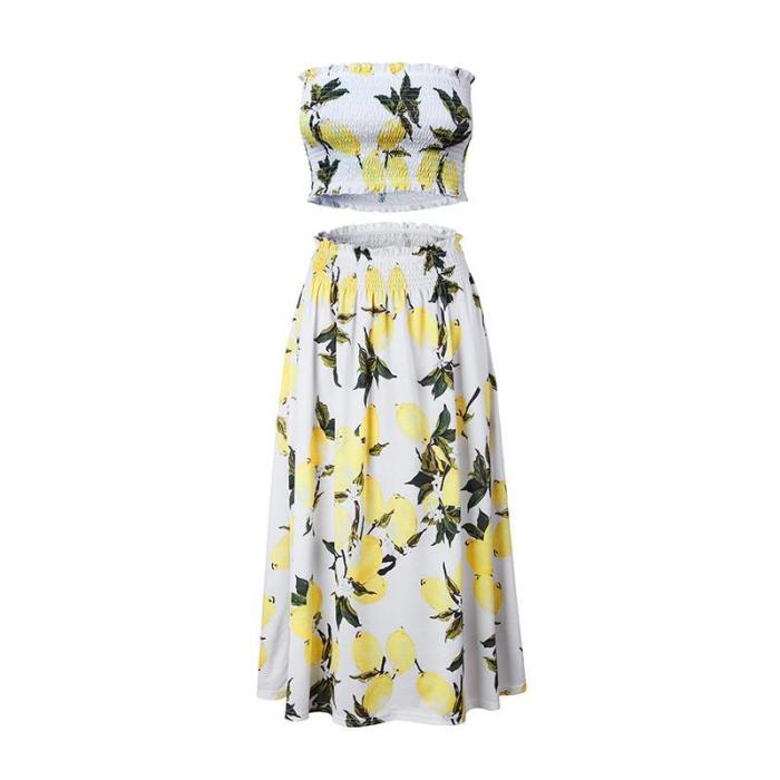 Maternity Strapless Printed Two-Piece Suit Dress
