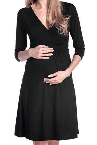 Maternity V-Neck Midi Dress