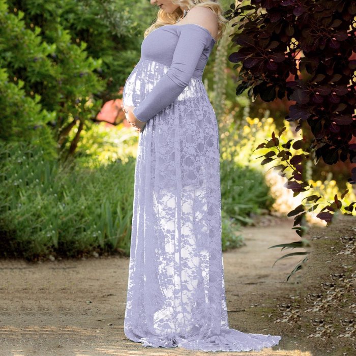 Maternity Off Shoulder Lace Photoshoot Gowns Dress