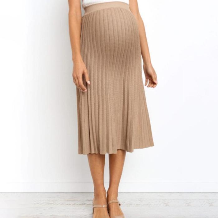 Maternity Casual High-waist Pure Color Loose Dress