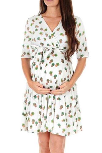 Maternity Plant Half Sleeve Dress