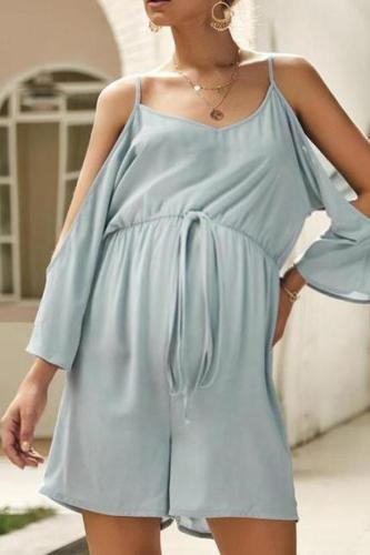 Maternity Sexy Sling Solid Color Jumpsuit