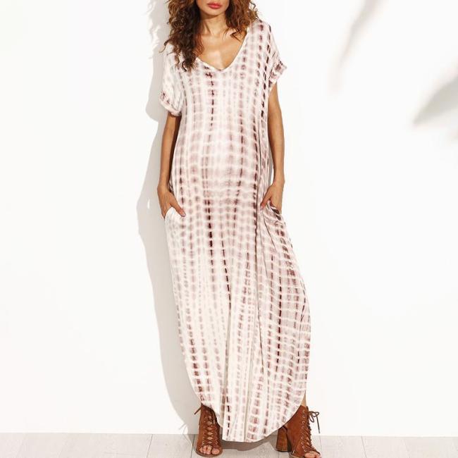 Maternity Casual Round Neck Short Sleeve Printed Colour Dress