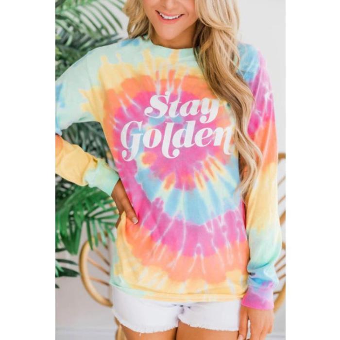 Stylish Lying Letter Round Collar Long-sleeved Loose-fitting Headless