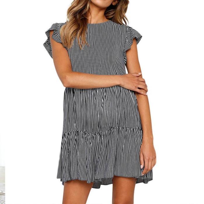 Maternity O-Neck Stripe A-Line Casual Dress