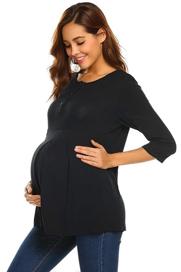 Maternity Clothes Nursing Long Sleeve Solid Tops