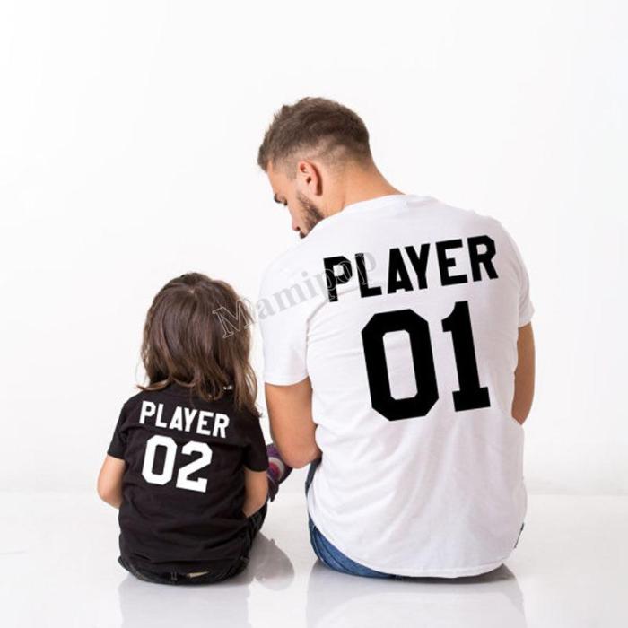 Summer Girls Tops Family Look Letter Printed Daddy And Daughter T-shirt Outfits
