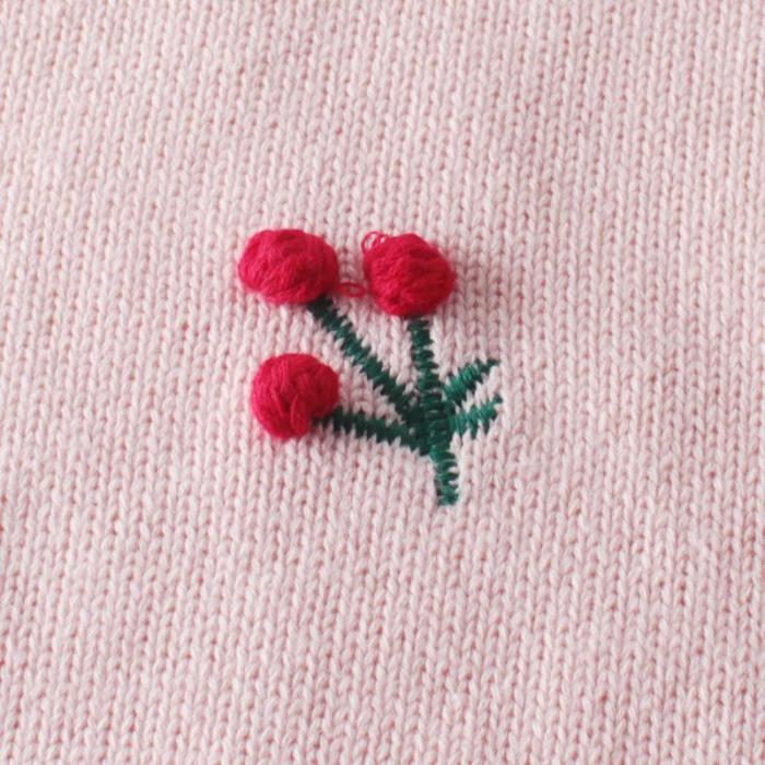 New Baby  Cherry Long Sleeve Knitting Wool Bodysuit