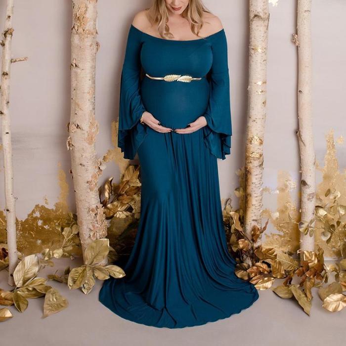 Maternity Sexy Solid Color Strapless Mopping Dress