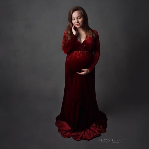 Velvet Maternity Dress For Photo Shoot