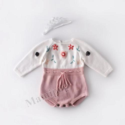 2020 New Baby Hand-embroidered Sweater Knitted Wool Jumpsuit