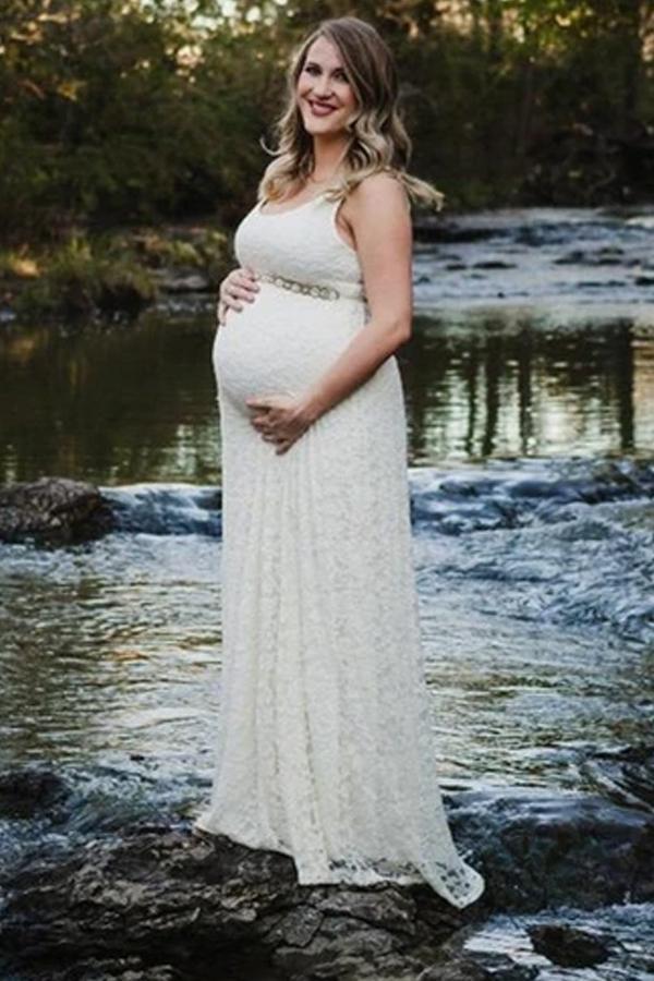 Summer Sleeveless Lace Photoshoot Gowns Dress Pregnant Women's Daily
