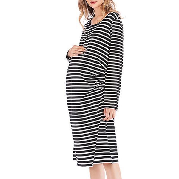 New Stripe Loose Comfort Cotton Modal Maternity Dress