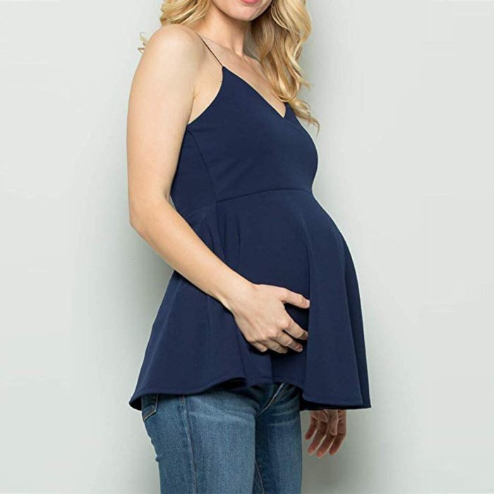 Nursing Top Women Summer Sleeveless Casual V-neck Ruffles Tshirt