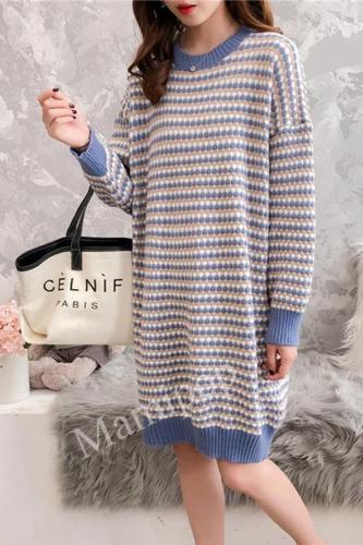 New Maternity Sweater Women's Loose Slouchy Crew Neck Knit  Dress