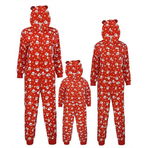 Family Christmas Pajamas Party Daddy Mommy and Me Santa Printed Soft Jumpsuit