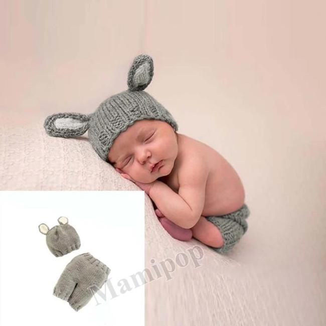 New baby photography props hand woven animal modeling gray newborn cartoon set