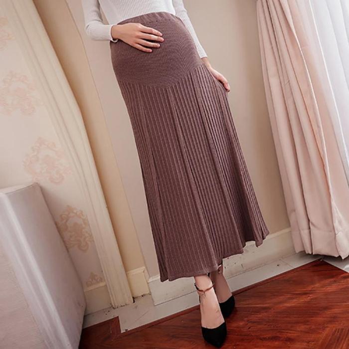 Maternity casual solid color stomach lift knit skirt