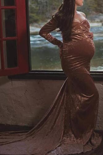 Maternity Tube top Pure Color Long Sleeve Dress