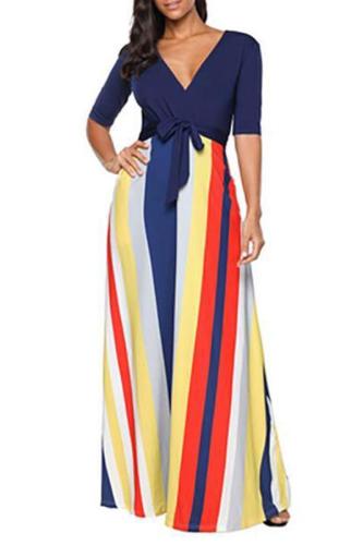 Women Half Sleeve Stripe Dress
