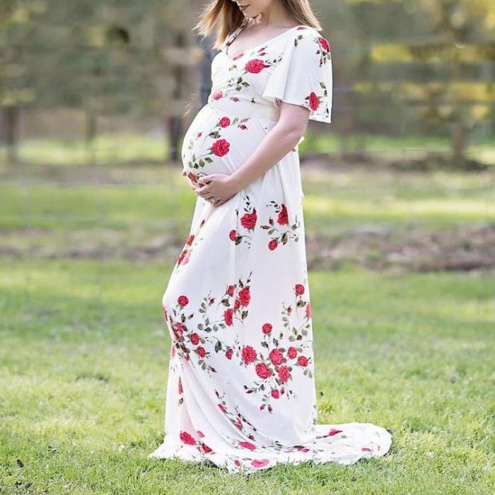 Maternity Flowers Print Dress