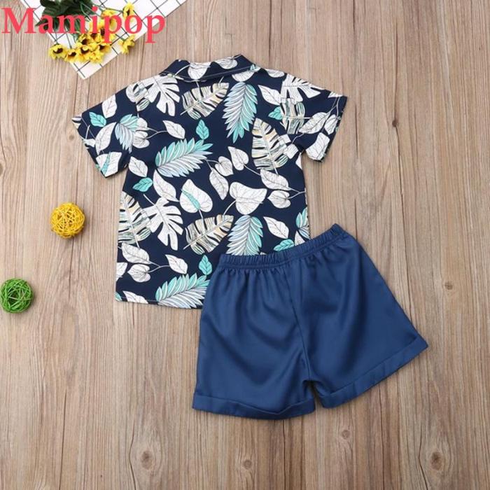 Baby Boy Bow Flower Shirt+Shorts Pants Formal Suit Clothes Sets