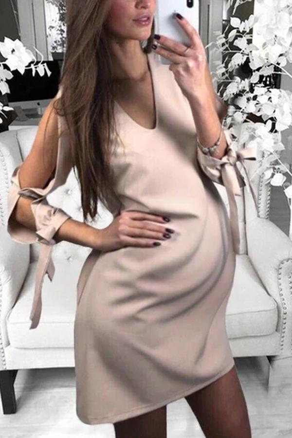 Maternity Casual Pure Color Off Shoulder V Neck Dress