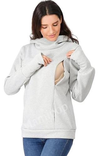 Women Nursing Maternity Long Sleeves Hooded Breastfeeding Hoodie